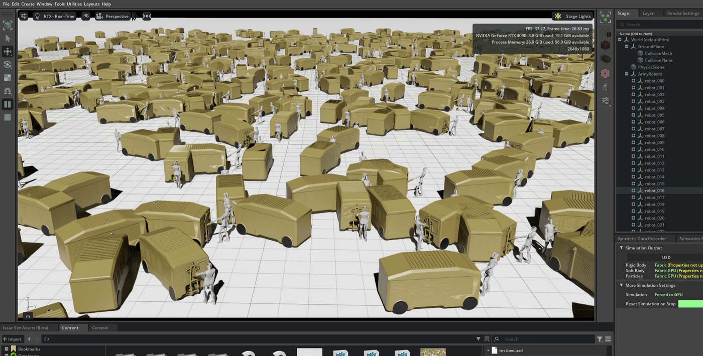 Isaac Sim overview for aircraft towing route and ground-support equipment placement