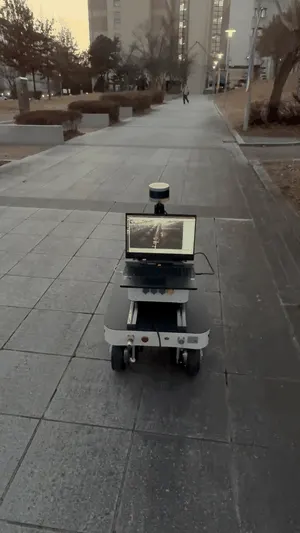 Outdoor building-to-building autonomous navigation test with the campus AMR platform