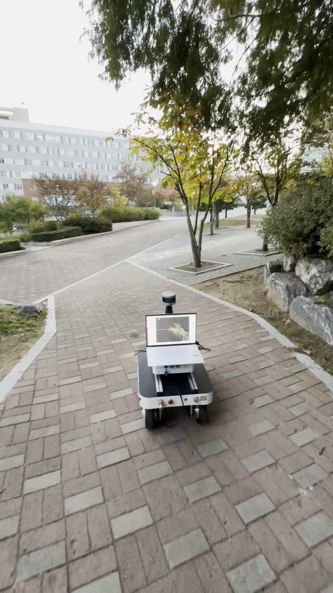 LiDAR-equipped campus mobile robot platform during outdoor mapping and navigation testing