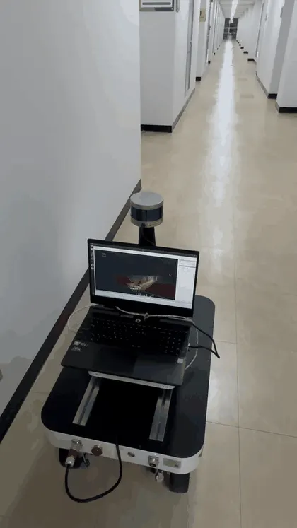 Ranger Mini v2 autonomous indoor navigation test in a campus hallway