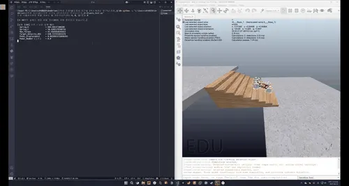 CoppeliaSim stair-climbing wheel-design evaluation loop for CEBO
