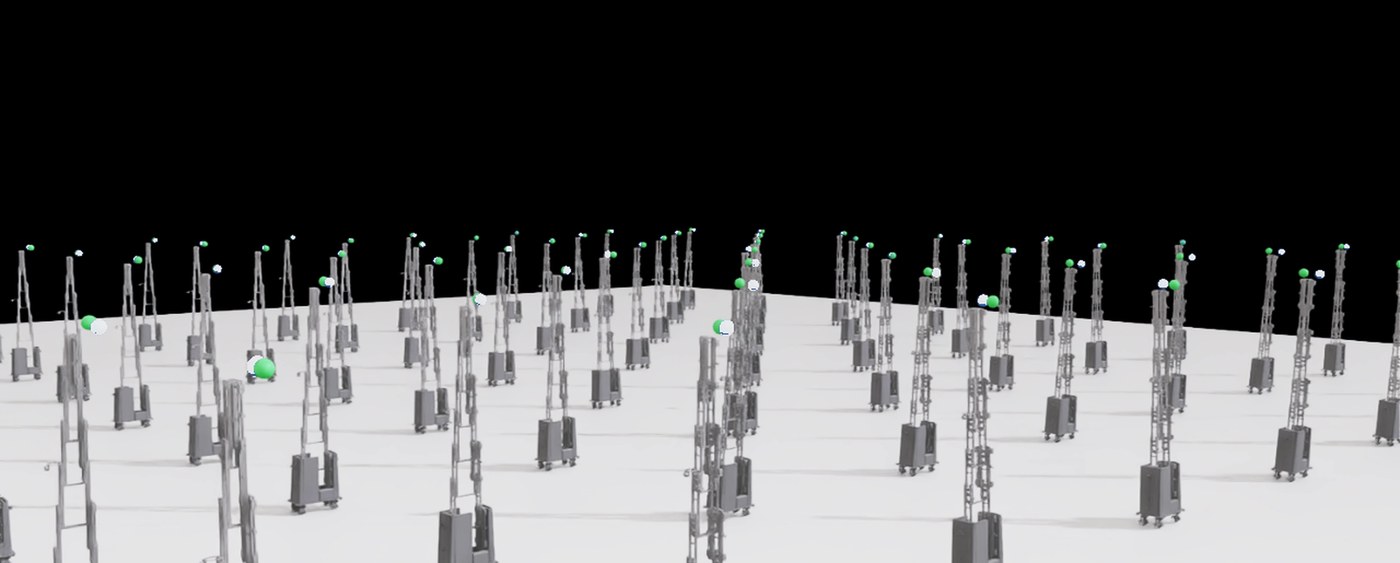 Baseline full-lift driving frame for the inventory-inspection robot before suspension stabilization