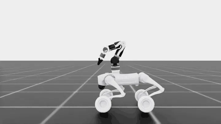 KALO arm-swing launch assistance on a Go2W-OpenArm wheeled-legged robot platform