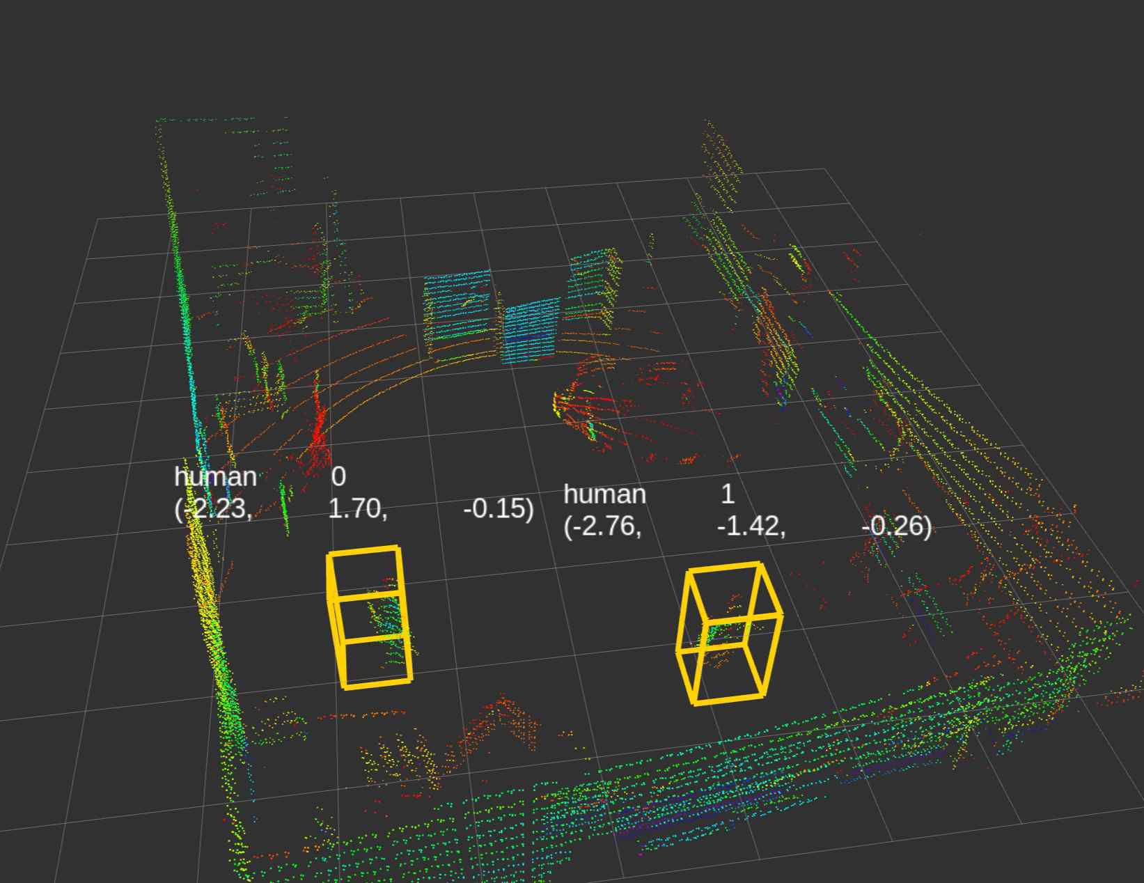 LiDAR point-cloud human detection view for campus autonomous-driving experiments