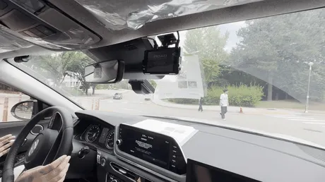 In-vehicle roundabout driving segment on the Hyundai Sonata campus test vehicle