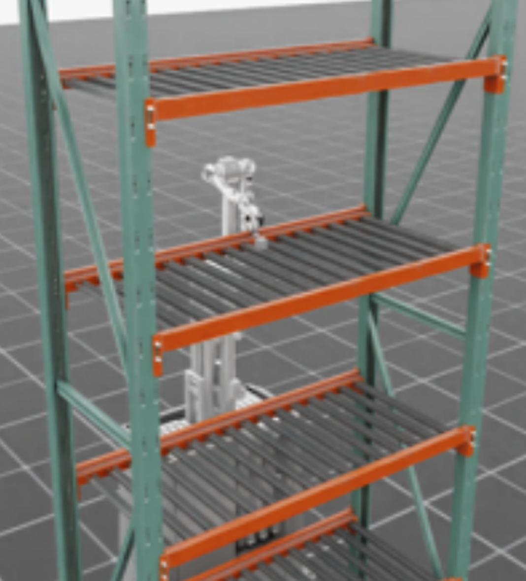 Shelf-transfer rack setup for a lift-equipped mobile manipulator